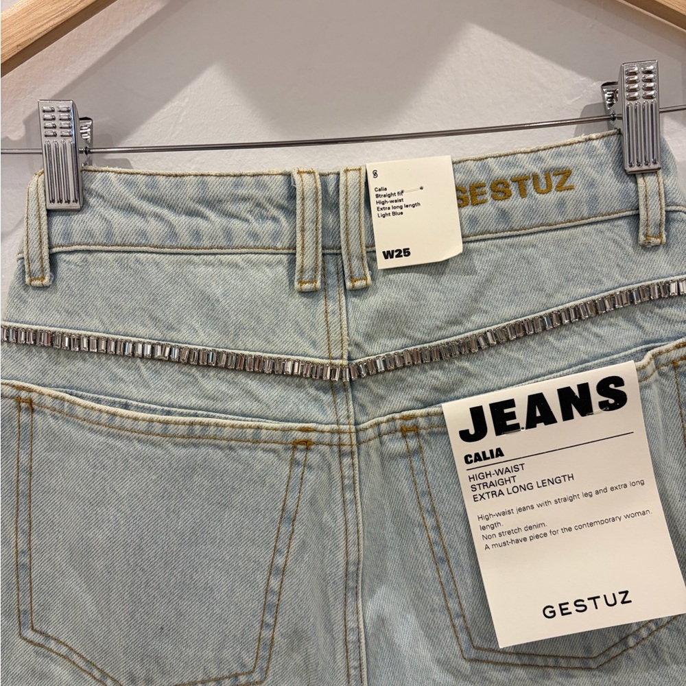 Gestuz Rhinestone Light Wash Denim Matching Set NWT